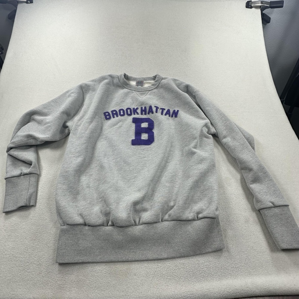 Ebbets Field Flannels Sweatshirt Mens Large Gray Brookhattan B USA Crewneck